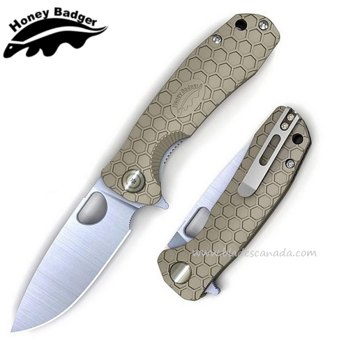 Honey Badger Medium Flipper Folding Knife, FRN Tan, HB1012